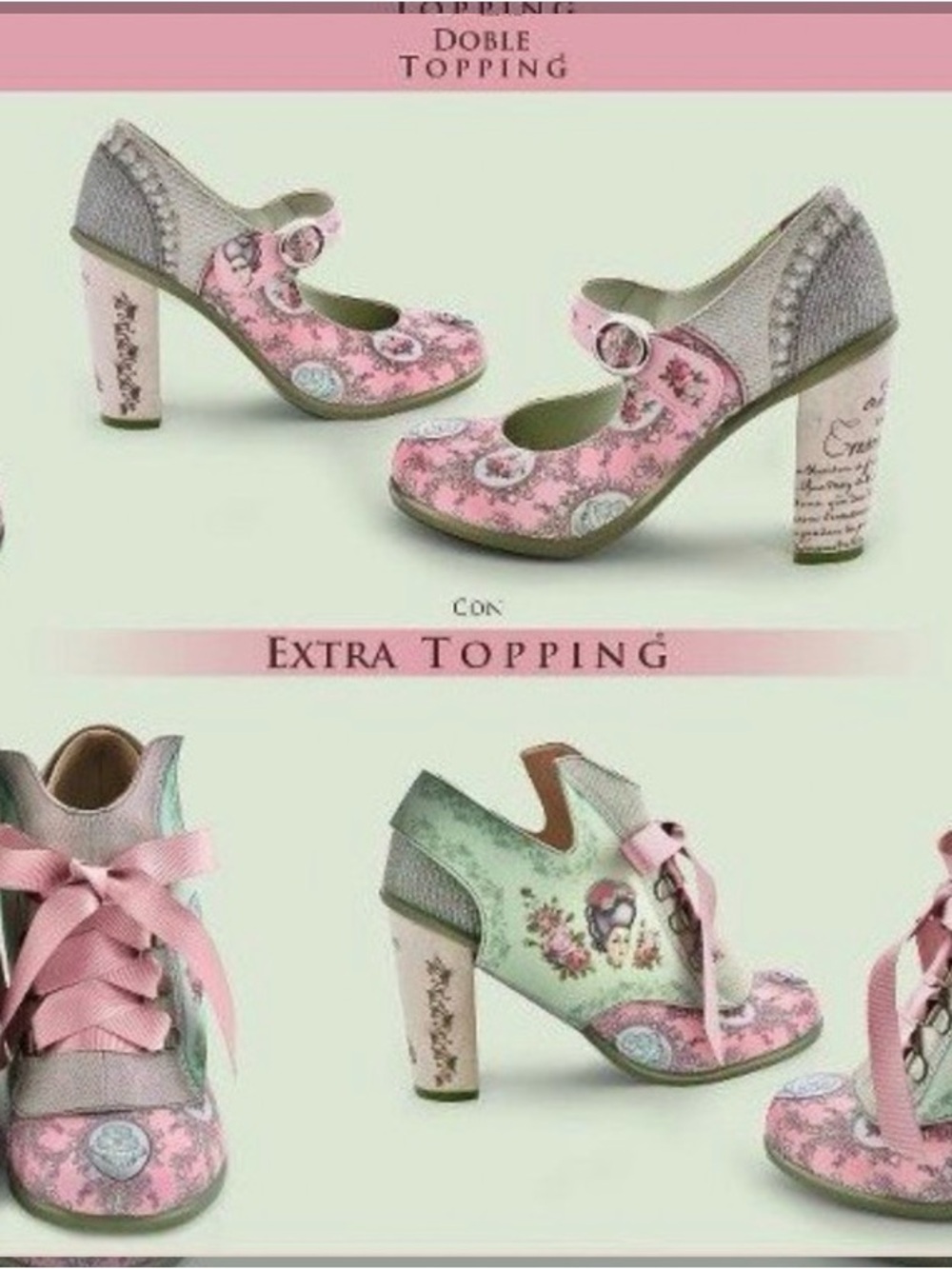 Women’s Pink Floral Printed Mary Jane Heels